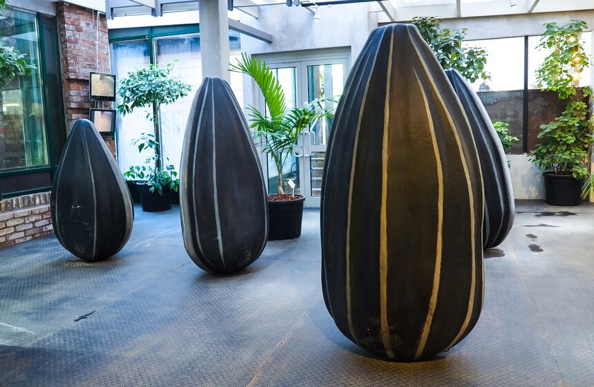 Конструкция инсталляция обладает интерактивностью, при приближении зрителей объекты "оживают" – от прикосновений к кожуре начинает звучать музыка композитора Владимира Мартынова, а сами семена исполняют свой ритуальный танец прорастания