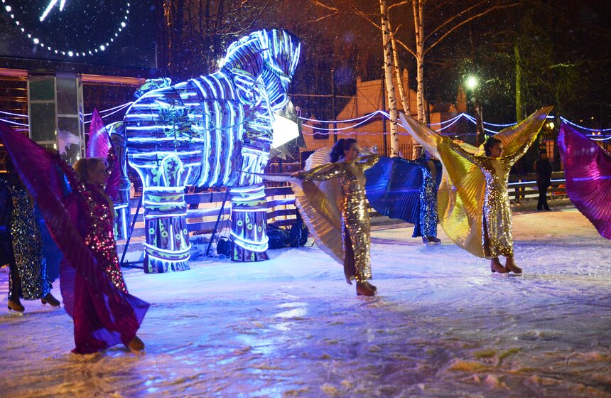 На катке в Измайловском парке устроили цирковое шоу 5 фото