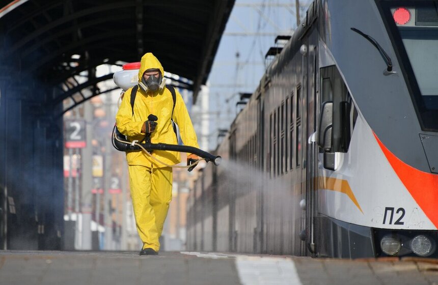 В столице провели дезинфекцию Савеловского вокзала