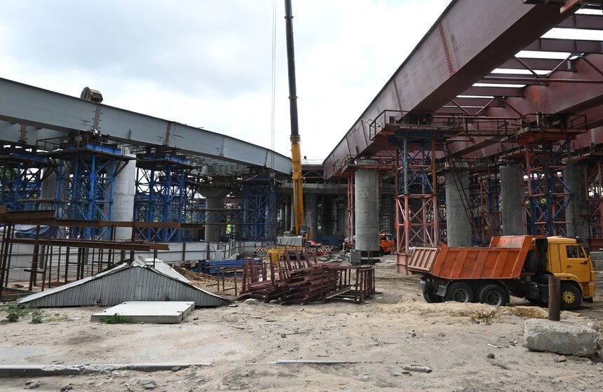 Десятиполосная эстакада в районе станции МЦК "Нижегородская" готова на 65% 16 фото