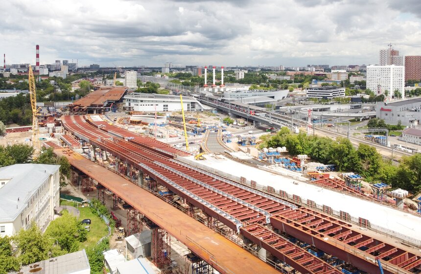 Десятиполосная эстакада в районе станции МЦК "Нижегородская" готова на 65% 14 фото