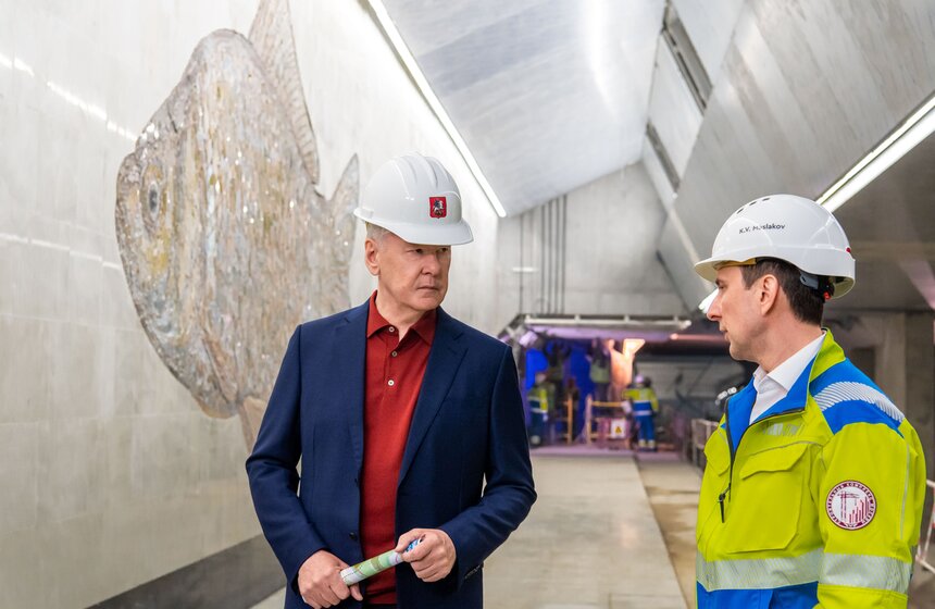 Собянин осмотрел ход строительства станции БКЛ "Нагатинский затон" 11 фото