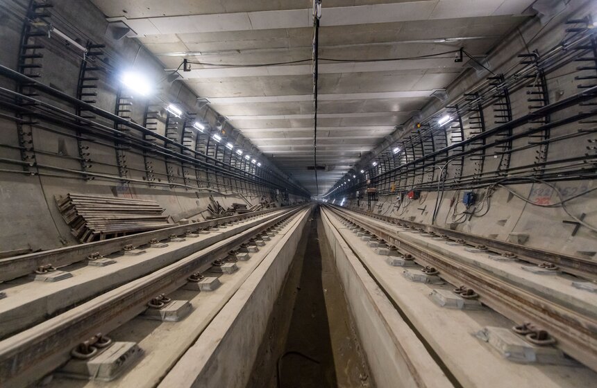 Собянин осмотрел ход строительства станции БКЛ "Нагатинский затон" 14 фото