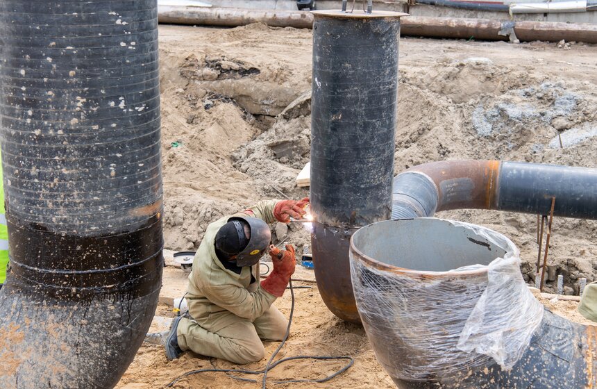 Собянин осмотрел ход строительства станции БКЛ "Нагатинский затон" 3 фото