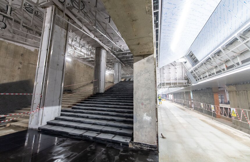 Собянин осмотрел ход строительства станции БКЛ "Нагатинский затон" 9 фото