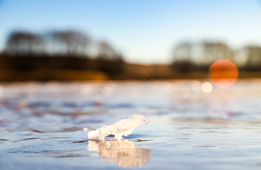 Из льда природа создает причудливые скульптуры. Вот эта, например, похожа на какого-то африканского хищника или лягушку