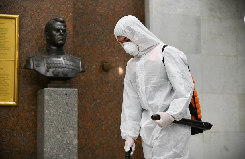 Дезинфекция залов прошла в Музее Победы на Поклонной горе 5 фото