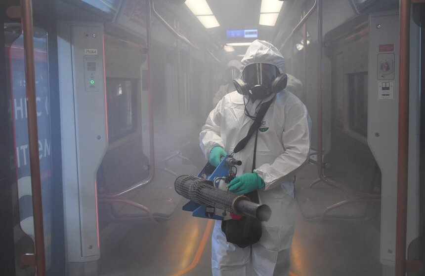 В метро Москвы увеличили частоту дезинфекции за время пандемии в 10 раз 6 фото
