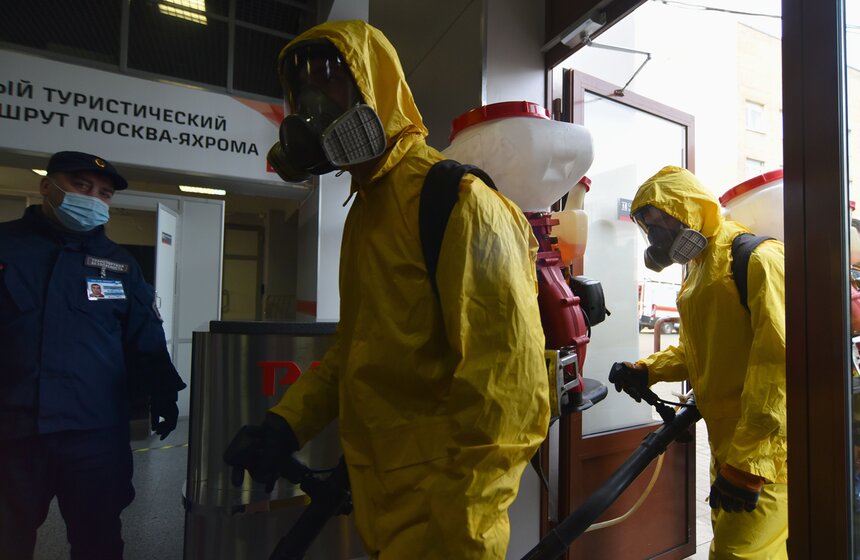 В столице провели дезинфекцию Савеловского вокзала 3 фото