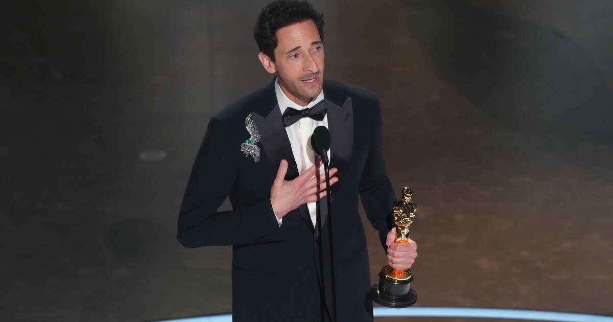 Адриен Броуди с Оскаром за лучшую мужскую роль