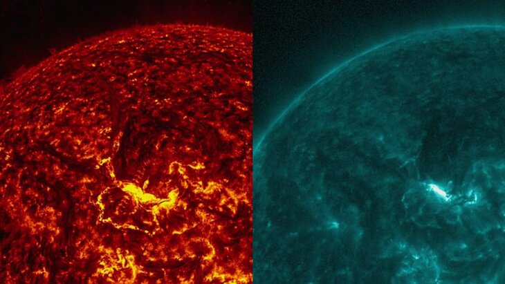 Двойная сильная вспышка произошла на Солнце
