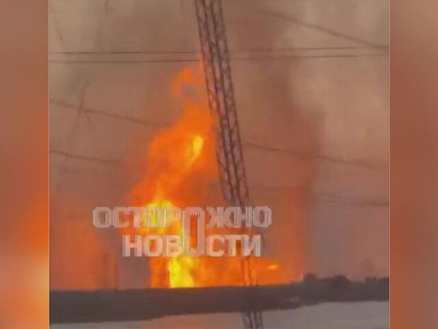 Факельное горение в месте пожара и взрыва на газоп