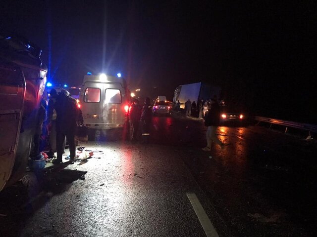 В результате опрокидывания автобуса в Тульской области пострадали 12 человек