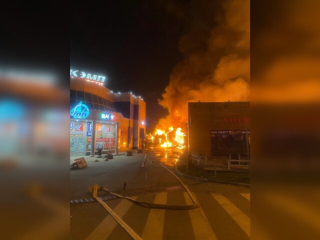 Крупный пожар произошел в здании фермерского рынка в Химках