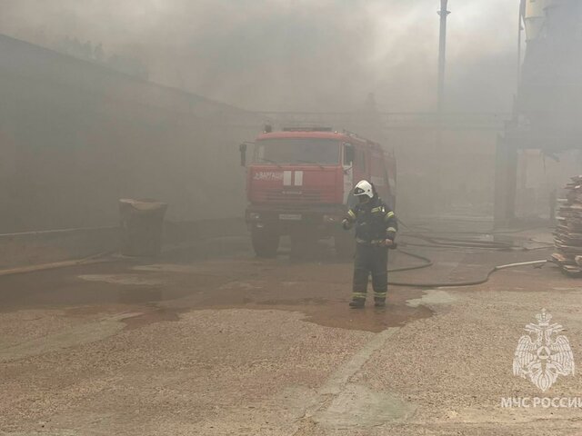 Открытое горение на деревообрабатывающем предприятии в Приморье ликвидировано