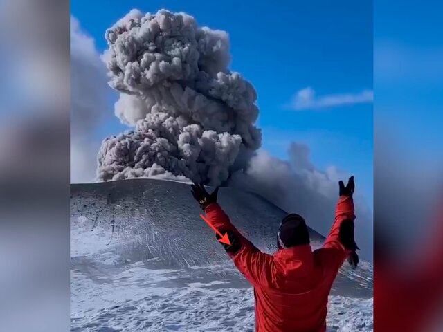 Вулкан Эбеко выбросил столб пепла высотой 2,5 километра