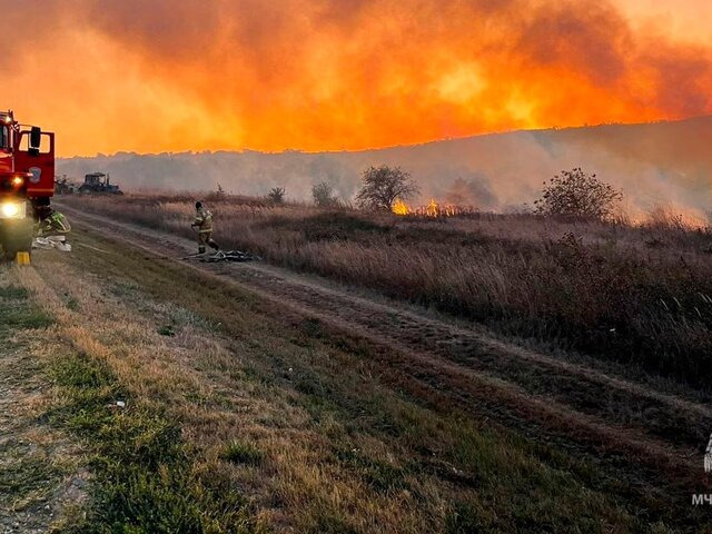 Возгорание сухой травы в Анапе потушили на площади 2 тыс 